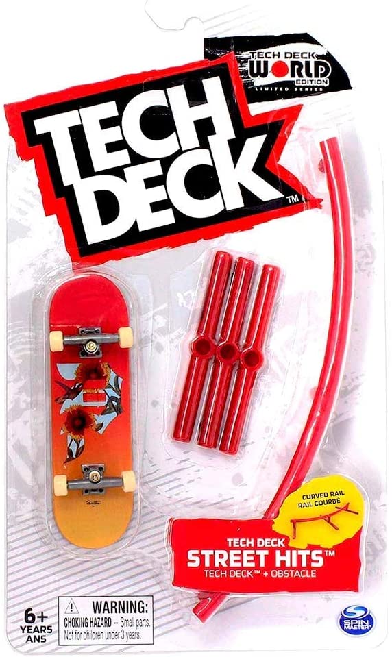 TECH DECK Street Hits World Edition Limited Series Primitive Skateboards Dirty P Sunflower Orange Complete Fingerboard and Curved Rail Obstacle