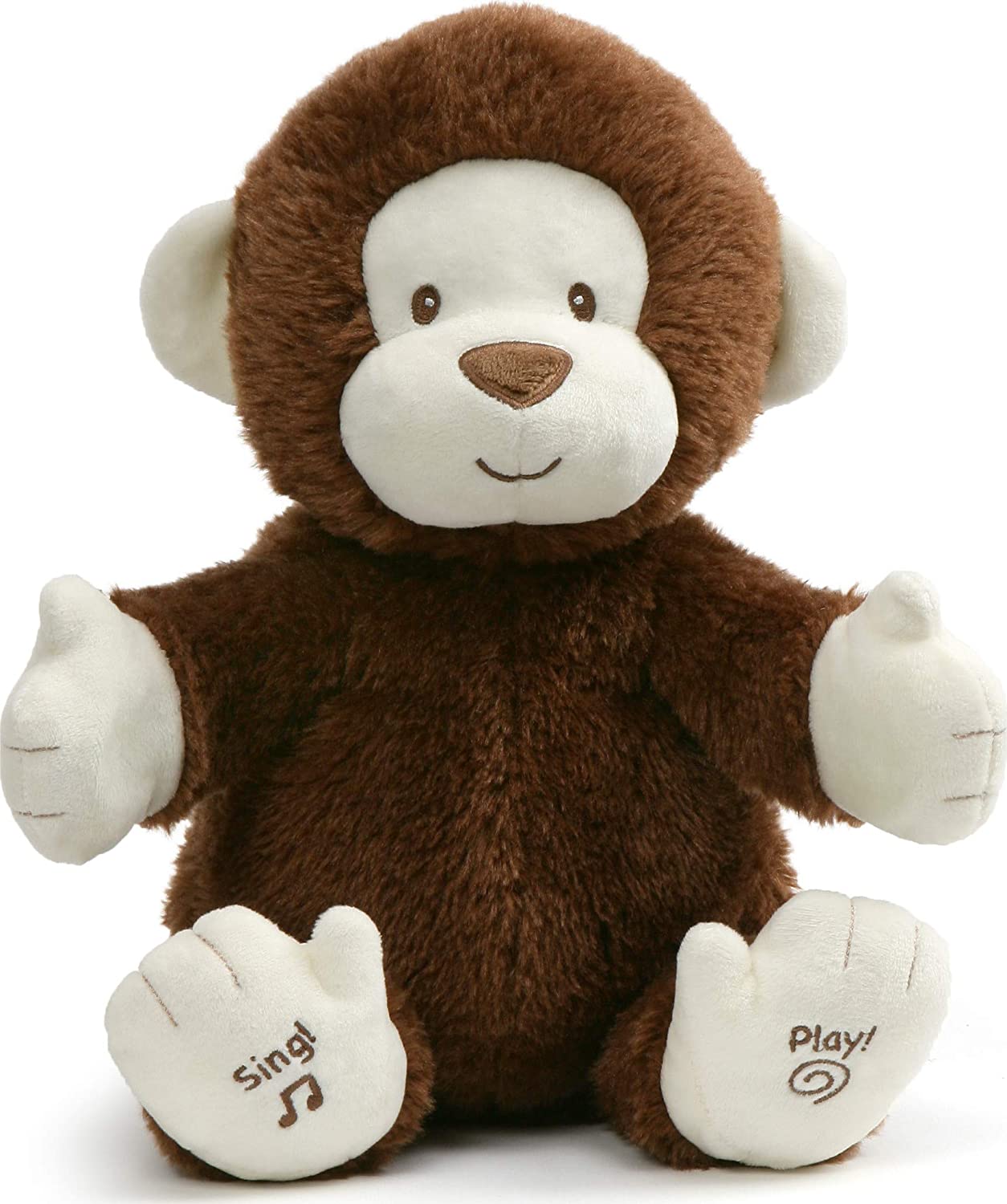 Baby GUND Animated Clappy Monkey Singing and Clapping Plush Stuffed Animal, Brown, 12"